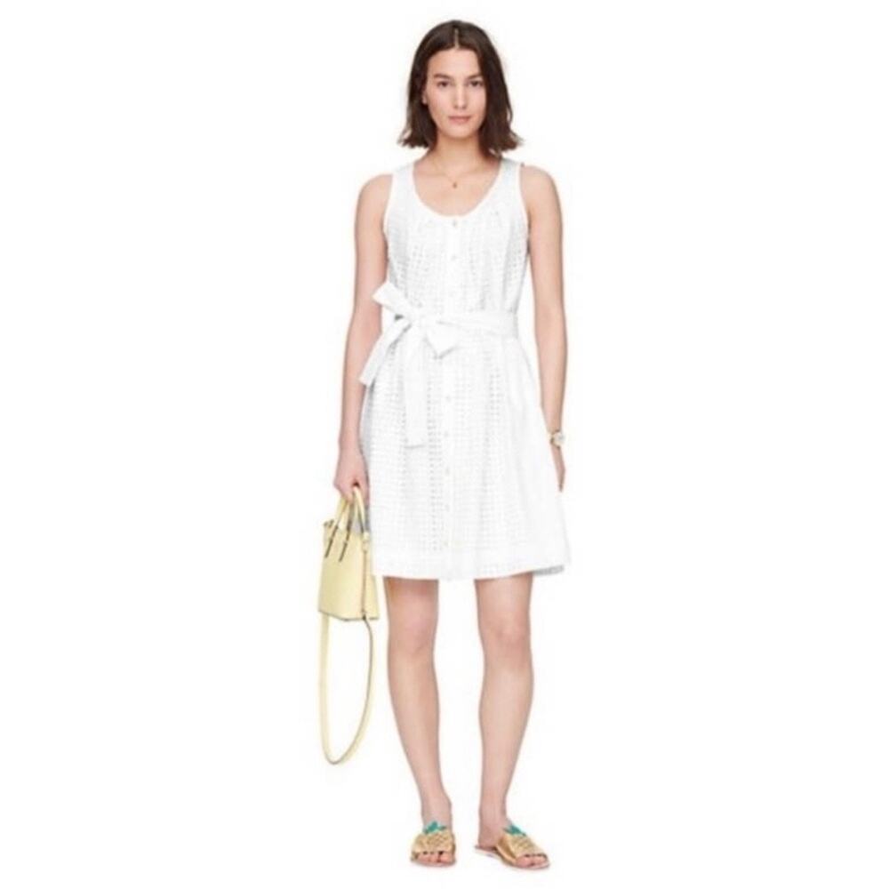Kate Spade Broome Street Dot Eyelet Knee Length Dress Pockets Medium NO BELT